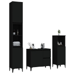 Set di Mobili da Bagno 3 pz Nero in Legno Multistrato