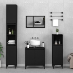 Set Mobili da Bagno 3 pz Nero in Legno Multistrato