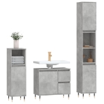 Set Mobili da Bagno 3 pz Grigio Cemento in Legno Multistrato