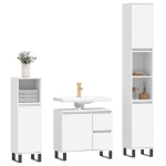 Set Mobili da Bagno 3 pz Bianco in Legno Multistrato