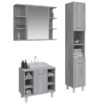 Set Mobili da Bagno 3 pz Grigio Sonoma in Legno Multistrato