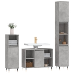 Set Mobili da Bagno 3 pz Grigio Cemento in Legno Multistrato