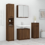 Set Mobili da Bagno 4 pz Rovere Marrone in Legno Multistrato