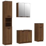 Set Mobili da Bagno 4 pz Rovere Marrone in Legno Multistrato