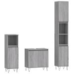 Set Mobili da Bagno 3 pz Grigio Sonoma in Legno Multistrato