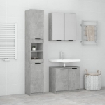 Set di Mobili da Bagno 3 pz Grigio Cemento in Legno Multistrato