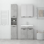 Set di Mobili da Bagno 3 pz Grigio Cemento in Legno Multistrato