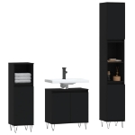 Set Mobili da Bagno 3 pz Nero in Legno Multistrato