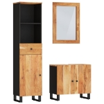 Set Mobili da Bagno 3pz in Legno Massello di Acacia