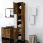 Armadietto Bagno Rovere Fumo 30x30x183,5cm Legno Ingegnerizzato