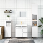 Set Mobili da Bagno 3 pz Bianco Lucido in Legno Multistrato