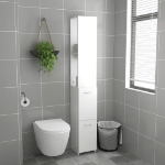 Armadietto Bagno Bianco Lucido 25x26,5x170 cm Legno Multistrato