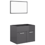 Set Mobili da Bagno 2 pz Grigio Lucido in Legno Multistrato