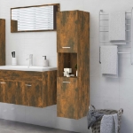 Armadietto Bagno Rovere Fumo 30x30x130 cm in Legno Multistrato