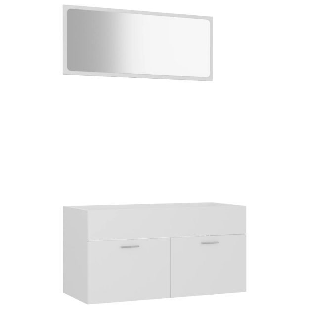 Set Mobili da Bagno 2 pz Bianco in Legno Multistrato