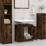 Armadietto Bagno Rovere Fumo 60x33x61 cm in Legno Multistrato