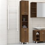 Armadietto Bagno Rovere Marrone 30x30x179 cm Legno Multistrato