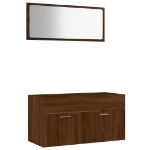 Set Mobili da Bagno 2 pz Rovere Marrone in Legno Multistrato