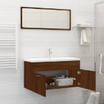 Set Mobili da Bagno 2 pz Rovere Marrone in Legno Multistrato