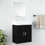 Set Mobili da Bagno 2 pz Nero in Legno Multistrato