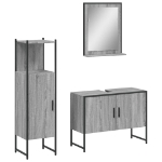 Set Mobili da Bagno 3 pz Grigio Sonoma in Legno Multistrato