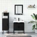 Set di Mobili da Bagno 3 pz Nero in Legno Multistrato