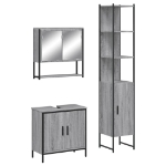 Set Mobili da Bagno 3 pz Grigio Sonoma in Legno Multistrato