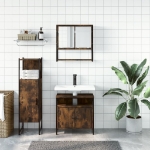 Set Mobili da Bagno 3 pz Rovere Fumo in Legno Multistrato