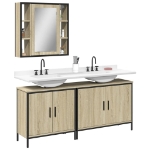 Set di Mobili da Bagno 3 pz Rovere Sonoma in Legno Multistrato