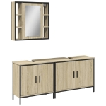 Set di Mobili da Bagno 3 pz Rovere Sonoma in Legno Multistrato