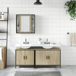 Set di Mobili da Bagno 3 pz Rovere Sonoma in Legno Multistrato