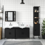 Set Mobili da Bagno 4 pz Nero in Legno Multistrato