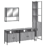 Set Mobili da Bagno 4 pz Grigio Sonoma in Legno Multistrato