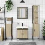 Set Mobili da Bagno 4 pz Rovere Sonoma in Legno Multistrato