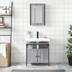 Set Mobili da Bagno 2 pz Grigio Sonoma in Legno Multistrato