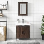 Set Mobili da Bagno 2 pz Rovere Marrone in Legno Multistrato