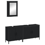 Set Mobili da Bagno 3 pz Nero in Legno Multistrato