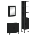 Set Mobili da Bagno 3 pz Nero in Legno Multistrato