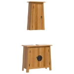 Set Mobili da Bagno 2 pz in Legno Massello di Pino