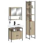 Set Mobili da Bagno 3 pz Rovere Sonoma in Legno Multistrato