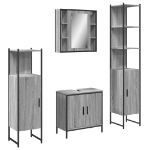 Set Mobili da Bagno 4 pz Grigio Sonoma in Legno Multistrato