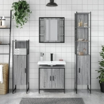 Set Mobili da Bagno 4 pz Grigio Sonoma in Legno Multistrato