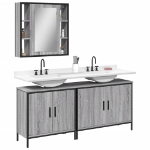 Set Mobili da Bagno 3 pz Grigio Sonoma in Legno Multistrato