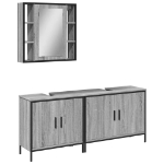 Set Mobili da Bagno 3 pz Grigio Sonoma in Legno Multistrato