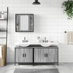 Set Mobili da Bagno 3 pz Grigio Sonoma in Legno Multistrato