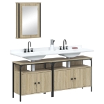 Set Mobili da Bagno 3 pz Rovere Sonoma in Legno Multistrato