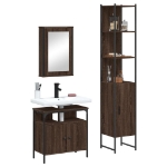 Set Mobili da Bagno 3 pz Rovere Marrone in Legno Multistrato