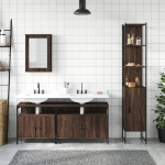 Set Mobili da Bagno 4 pz Rovere Marrone in Legno Multistrato