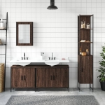 Set Mobili da Bagno 4 pz Rovere Marrone in Legno Multistrato