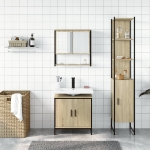 Set Mobili da Bagno 3 pz Rovere Sonoma in Legno Multistrato